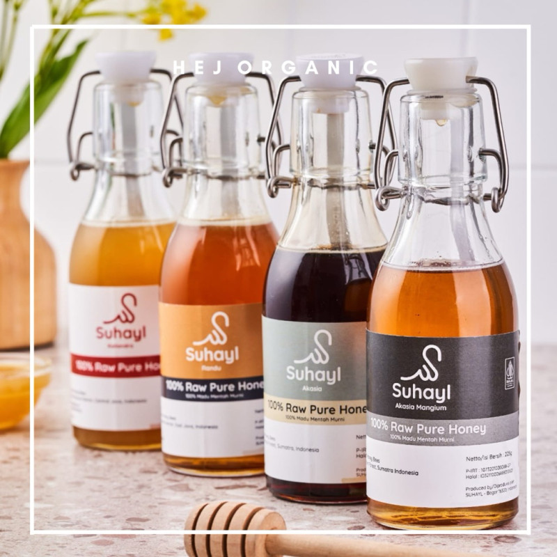 Raw Honey Randu, Kaliandra, Kelulut Kemasan Botol Kaca & Travel Size By Madu Suhayl