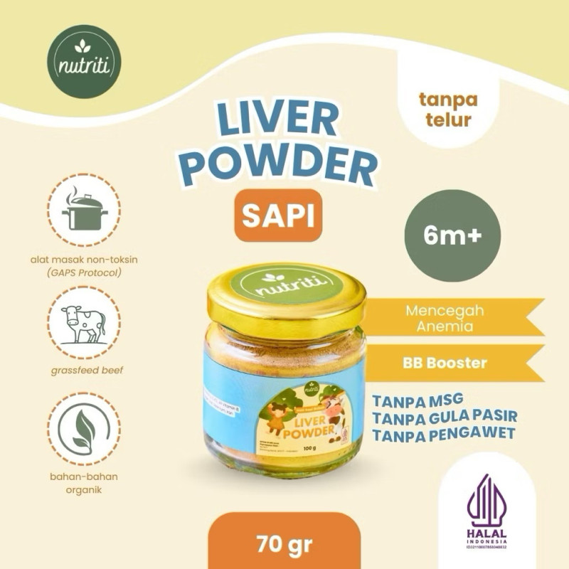 Organic Grassfed Beef Liver Powder & Organic Chicken Liver Powder Superfood Powder Mpasi & Dewasa By Nutriti 100 Gram
